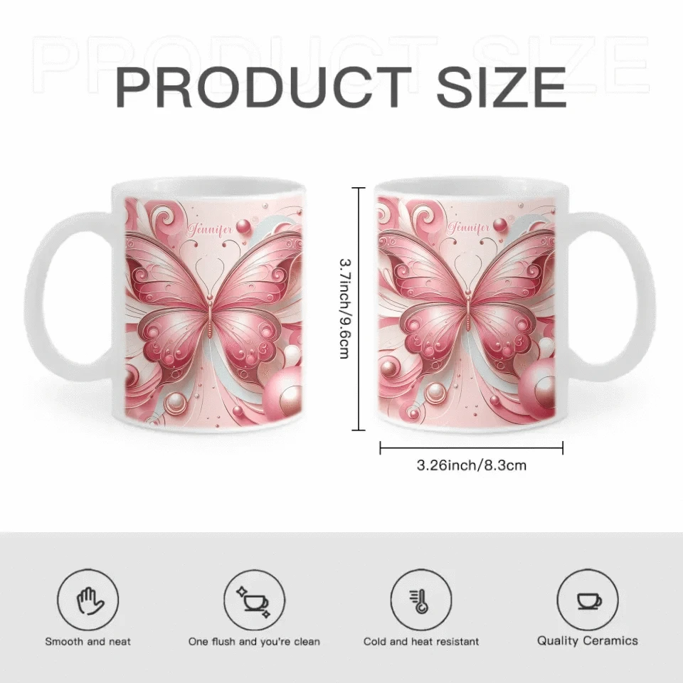 Love Butterfly - Personalized Name Custom Butterfly Decorated Mug