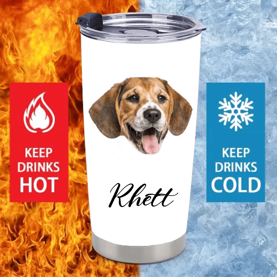 Custom Pet Themed Insulated Mugs - Personalized Pet Name and Photo Mug - Pet Lover Gifts