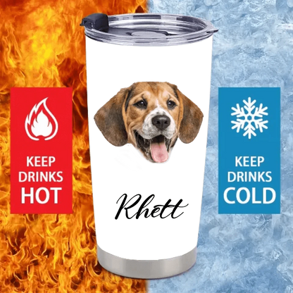 Custom Pet Themed Insulated Mugs - Personalized Pet Name and Photo Mug - Pet Lover Gifts