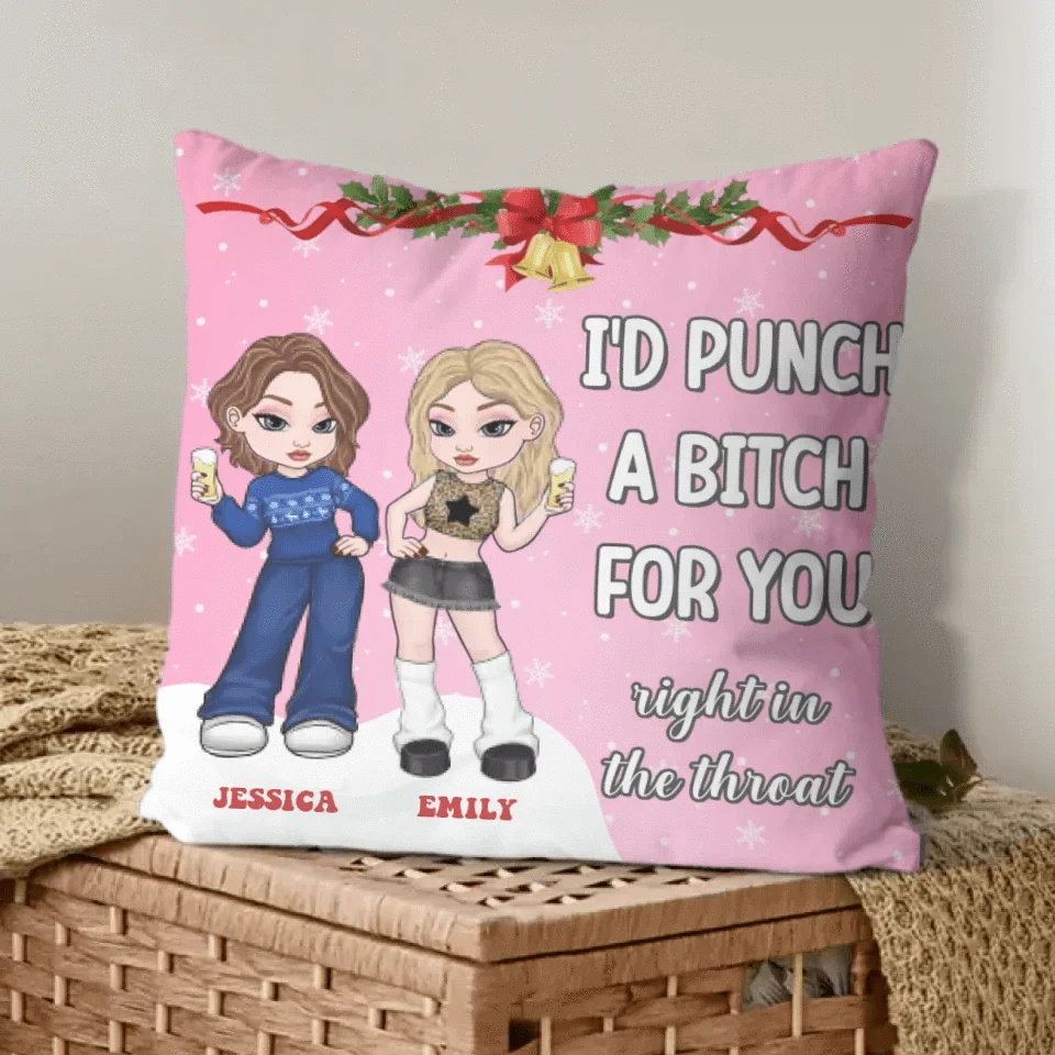 Customized Friendship Pillow - Personalized Name and Friends Character Image Pillow - Christmas Gift For Best Friends, BFF, Sisters