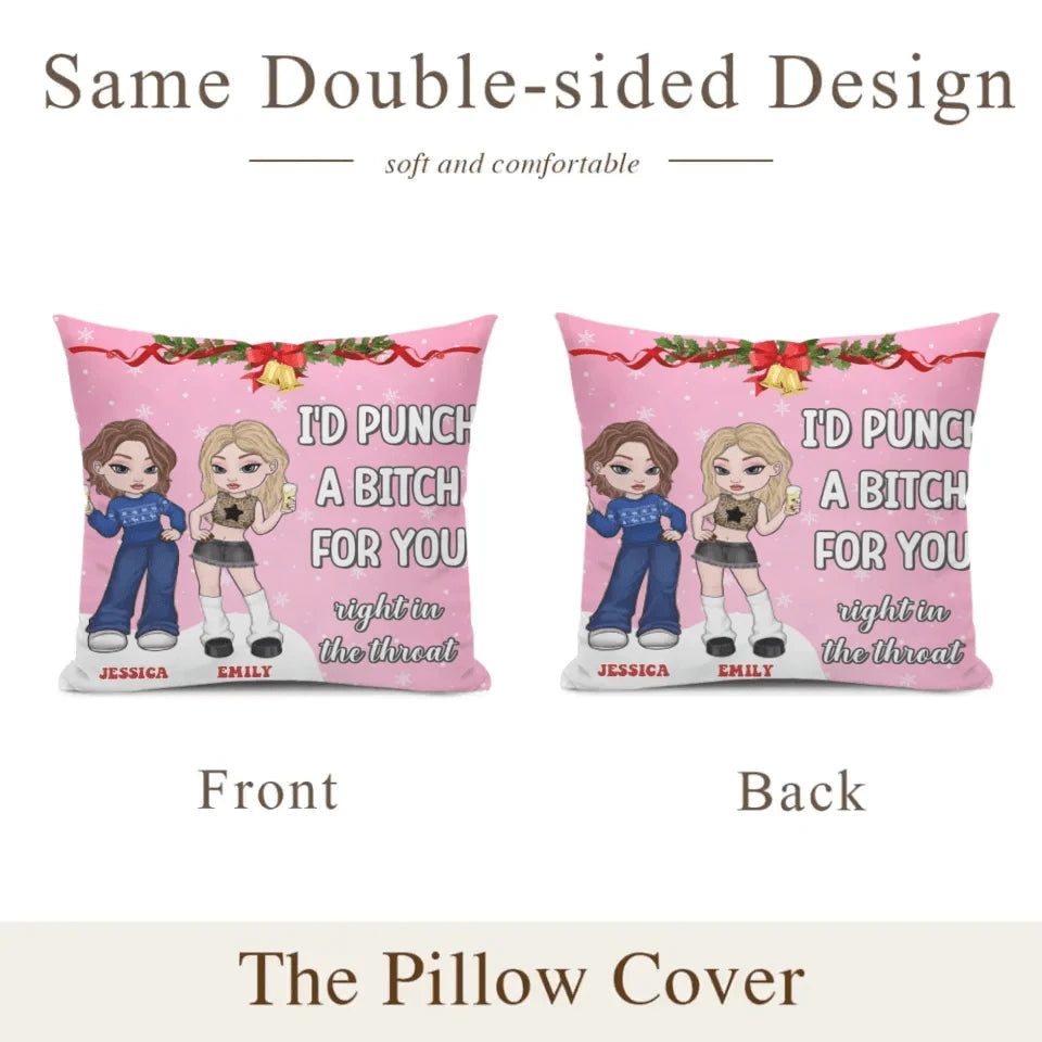 Customized Friendship Pillow - Personalized Name and Friends Character Image Pillow - Christmas Gift For Best Friends, BFF, Sisters