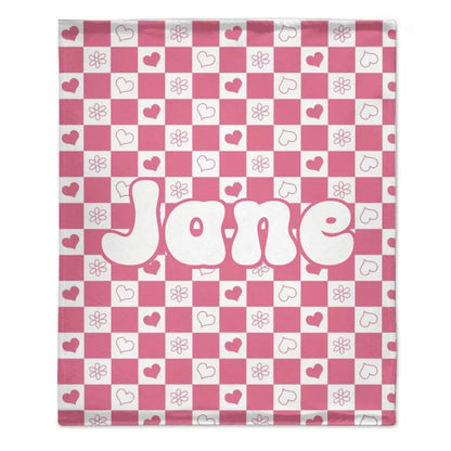 Customized Checkerboard Plaid Blanket - Personalized Name Multicolor Plaid Blanket - A Gift For Children,Baby,Friend