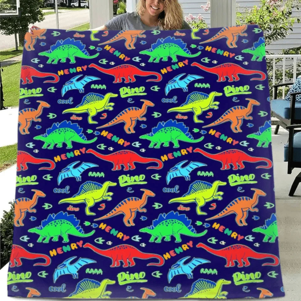 Raaa! Cool Fluorescent Cartoon Dinosaur Blanket - Gift For Kids Who Love Dinosaurs!
