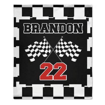 Customized Black and White Chevron Blanket - Personalized Name and Number Black and White Flag Pattern Blanket - A Gift For Friend,Colleagues