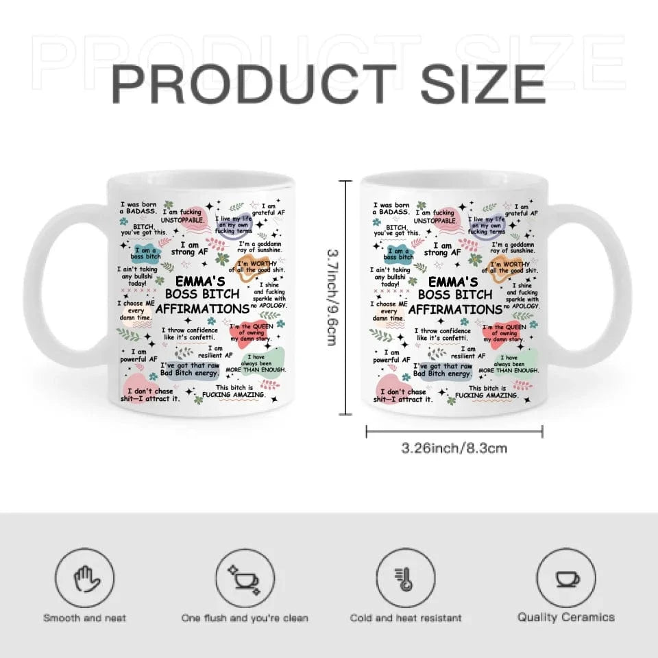 Custom B*tch Themed Fun Mug - Personalized Title and Name Mug in Cute Matching Colors - A Gift For Friend,BFF,Colleagues