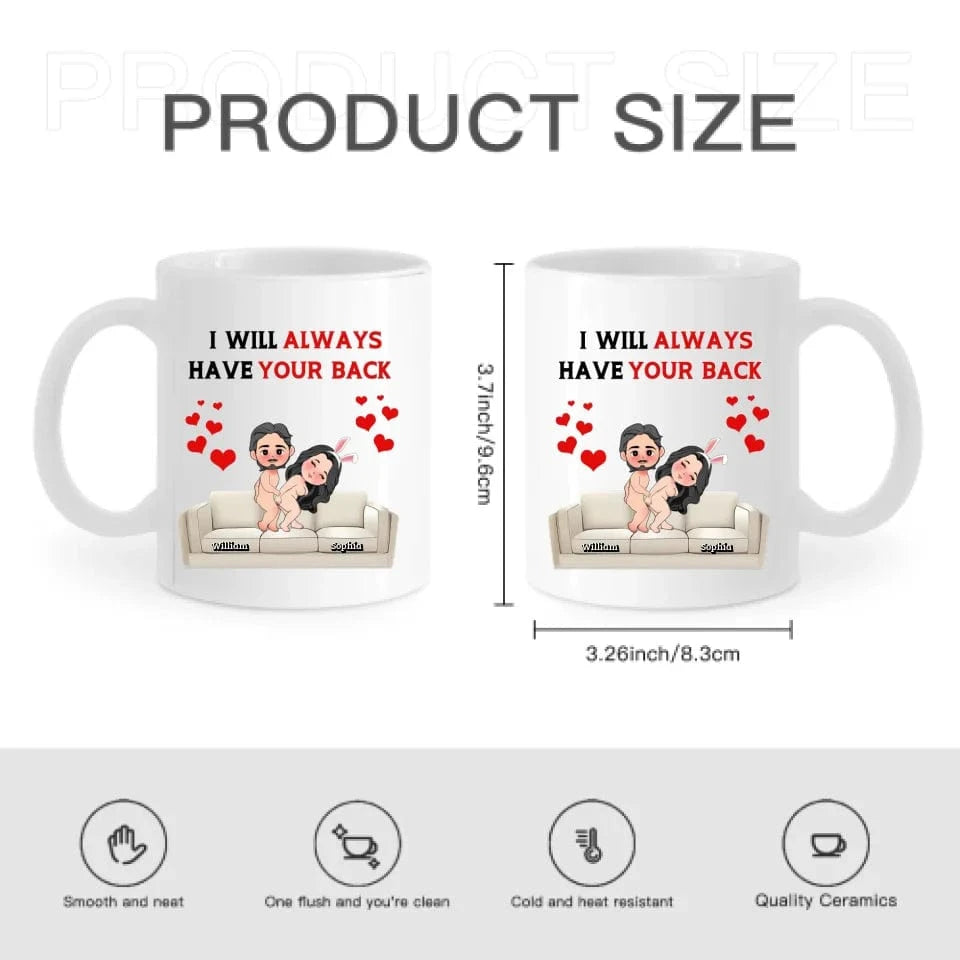 Customized Fun Couple Mug - Personalized Name and Cartoon Couple Image Quirky Fun Mug - A Gift For Girlfriend,Boyfriend,Husband,Wife