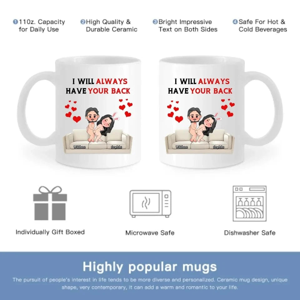 Customized Fun Couple Mug - Personalized Name and Cartoon Couple Image Quirky Fun Mug - A Gift For Girlfriend,Boyfriend,Husband,Wife