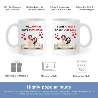 Customized Fun Couple Mug - Personalized Name and Cartoon Couple Image Quirky Fun Mug - A Gift For Girlfriend,Boyfriend,Husband,Wife