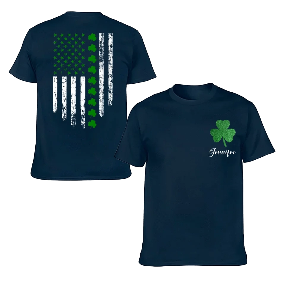 St. Patrick'S Day Flag Shamrock Personalized Name Custom Printed T-Shirt Sweatshirt - Gift For Family, Friends And Loved Ones