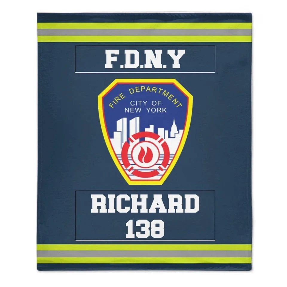 Customized Fire Theme Blankets - Personalized Firefighter Blankets with Fire Station Logos,Names and Numbers - A Gift For Firefighter,Wannabe Firefighters