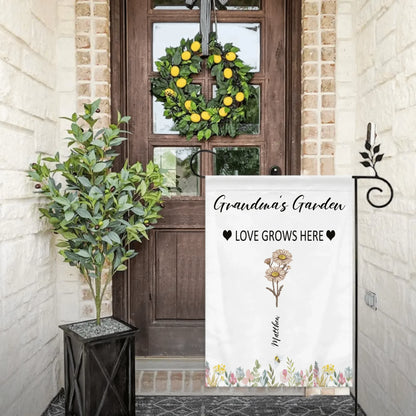 Customized Garden Themed Decorative Flags - Personalized Birthday Flower and Name Bush Pattern Flags - A Gift For Family,Friend,Flower Lovers