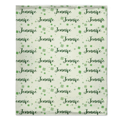 Name Custom Personalized Clover Lucky Baby Blanket St. Patrick's Day Baby Shower Gift for Baby