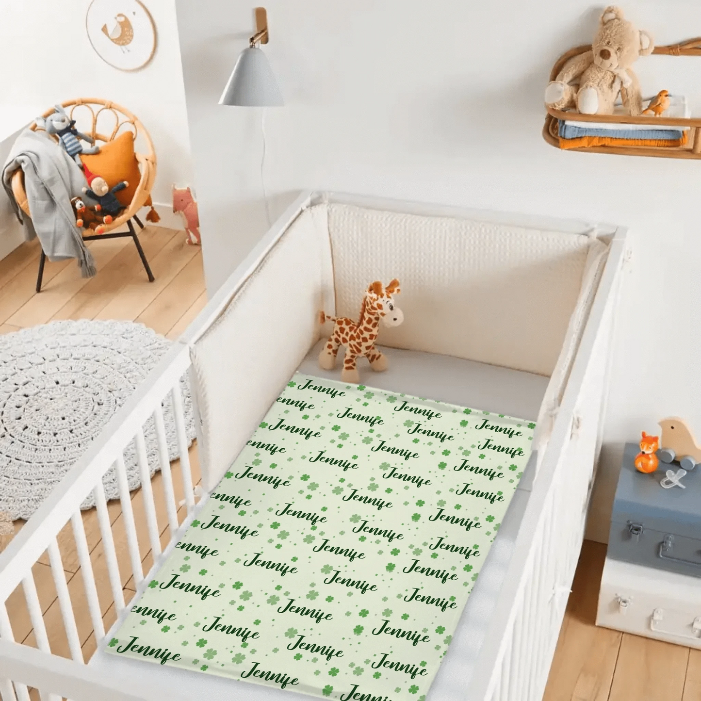 Name Custom Personalized Clover Lucky Baby Blanket St. Patrick's Day Baby Shower Gift for Baby