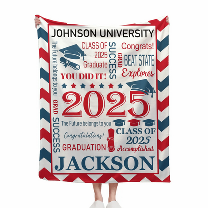 Personalized Envelope Pattern Graduation Blanket - Graduation Gift Class of 2025