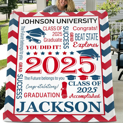 Personalized Envelope Pattern Graduation Blanket - Graduation Gift Class of 2025