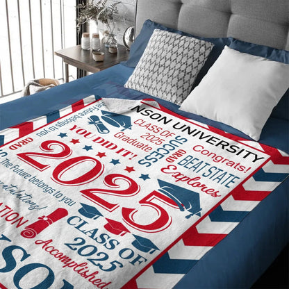 Personalized Envelope Pattern Graduation Blanket - Graduation Gift Class of 2025