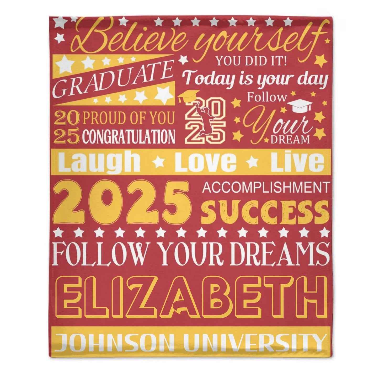 Personalized Graduation Blanket, Custom Year Name School - Follow Your Dream
