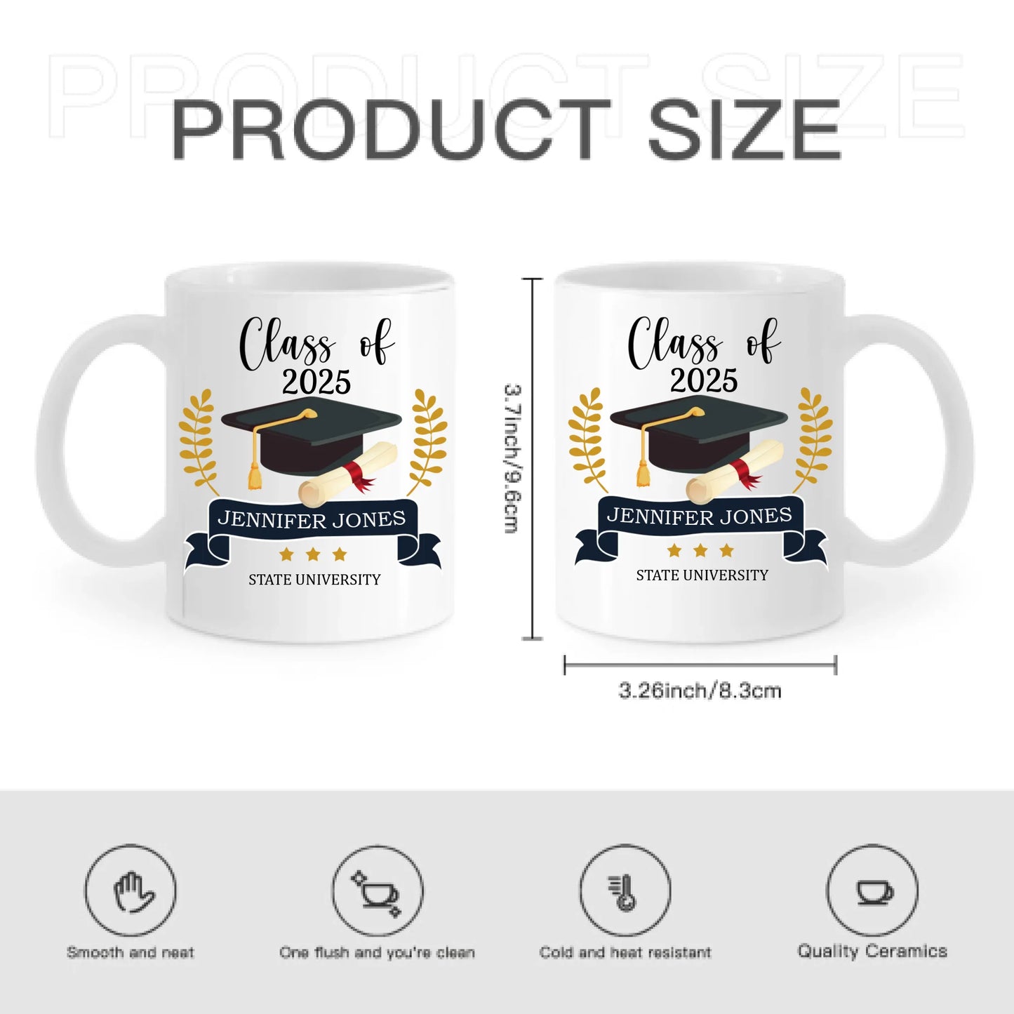 Personalized Graduation Gift Mug With Bachelor Cap, Class of 2025