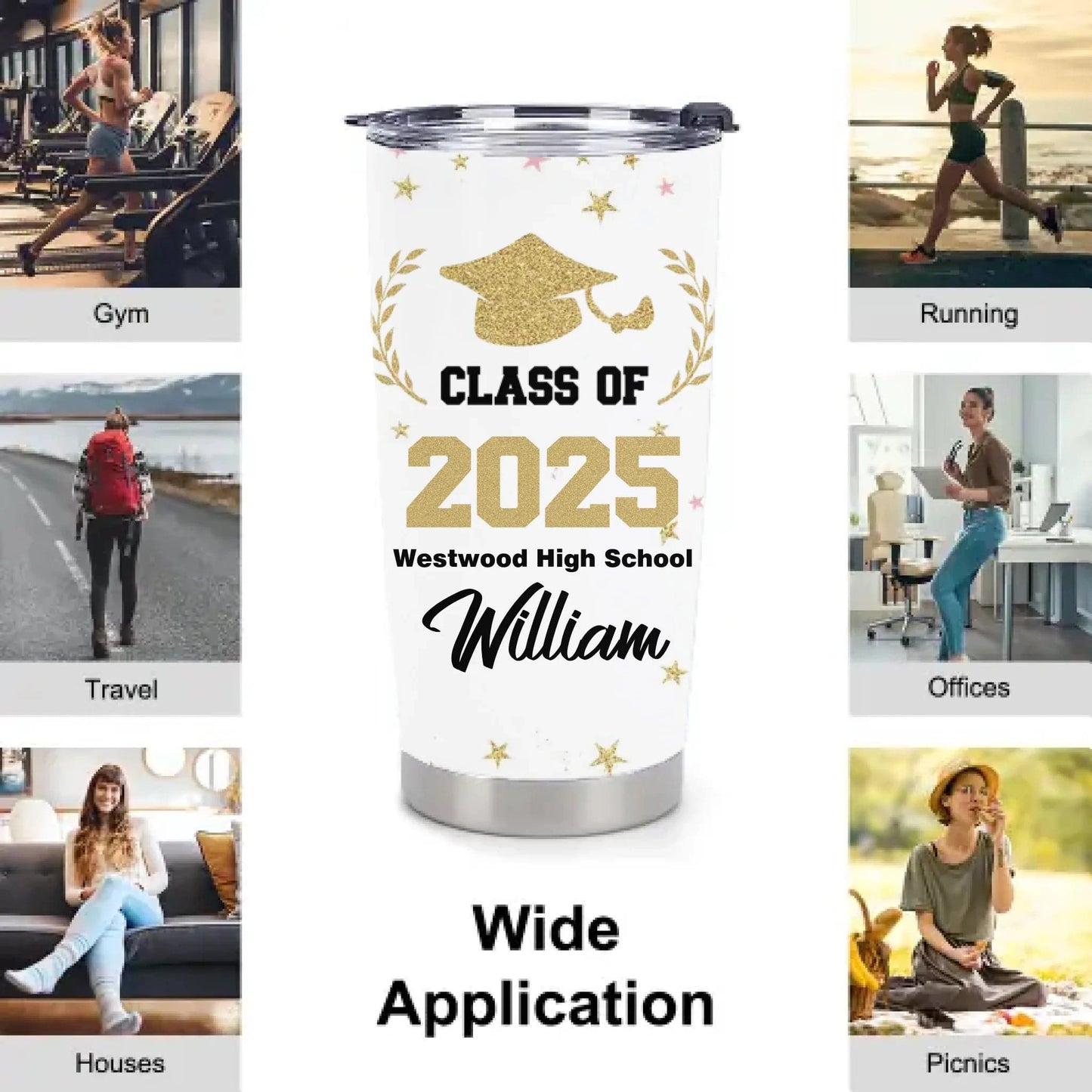 Customized Graduation Gifts - Personalized Name and School Name Graduation Commemorative Thermos Gift - A Gift For Children,Grandchildren,Graduates