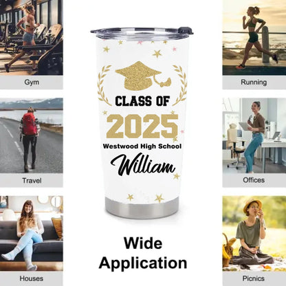 Customized Graduation Gifts - Personalized Name and School Name Graduation Commemorative Thermos Gift - A Gift For Children,Grandchildren,Graduates