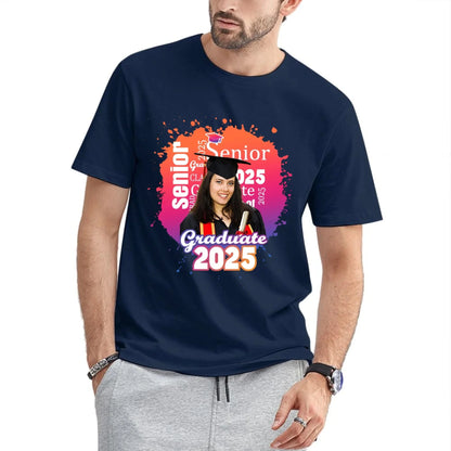 Personalized Graduate Photo T-Shirt - Multi Color Background