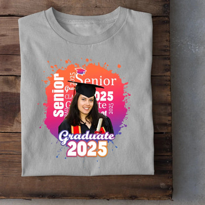 Personalized Graduate Photo T-Shirt - Multi Color Background