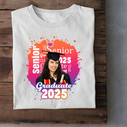 Personalized Graduate Photo T-Shirt - Multi Color Background