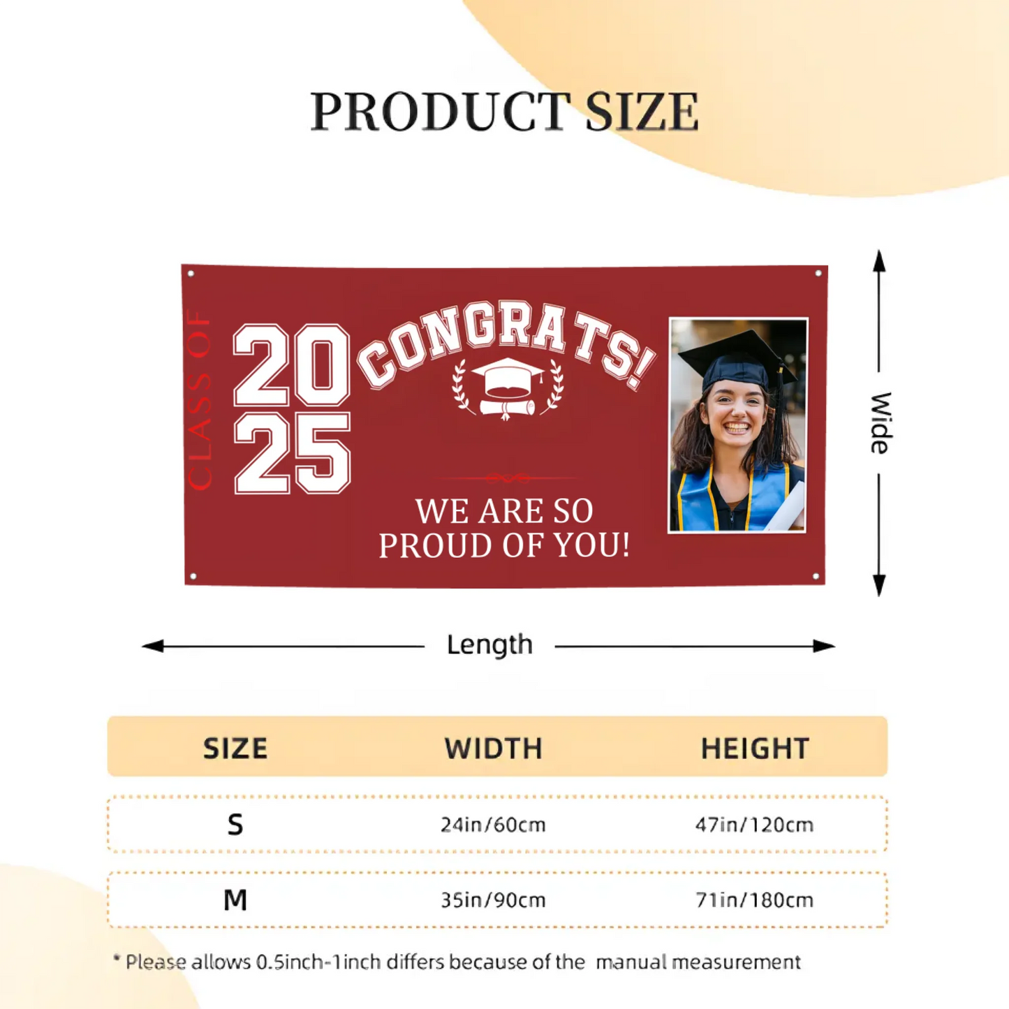 Personalized Custom Photo Banner - Congrats Class of 2025 Graduation Decor Gift