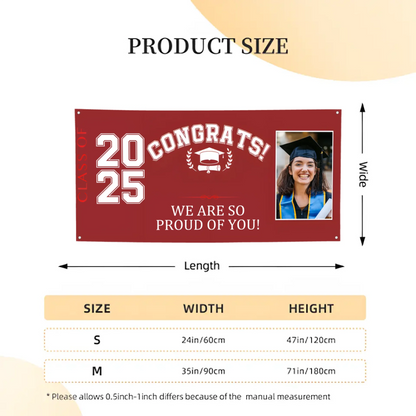 Personalized Custom Photo Banner - Congrats Class of 2025 Graduation Decor Gift