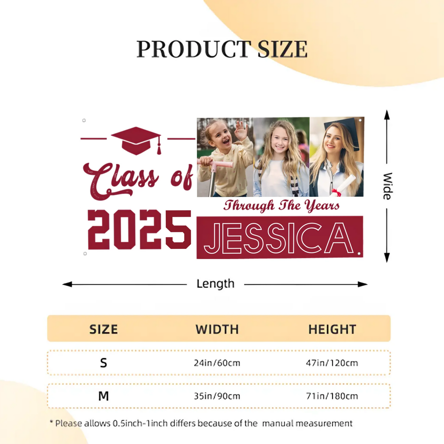 Customised Graduation Banners - Personalise Graduation Commemorative Banners with Colors, Photos, names and Years - A Gift for Graduate,Children,Friend