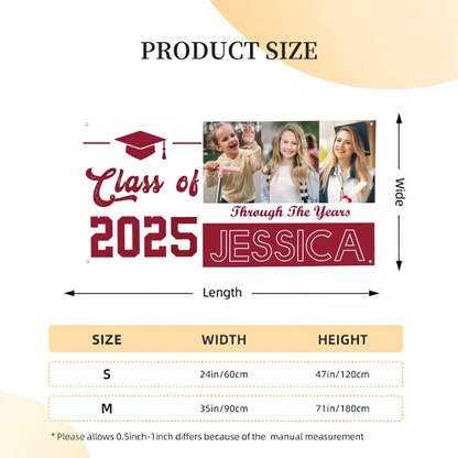 Customised Graduation Banners - Personalise Graduation Commemorative Banners with Colors, Photos, names and Years - A Gift for Graduate,Children,Friend