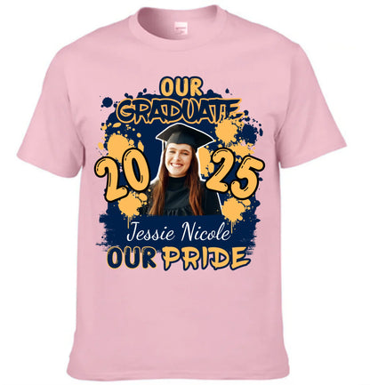 Custom Graduation Season T-Shirt - Personalized Graduation Apparel with Photo, Name and Year - Memorial Gifts for Students, Grandchildren, Siblings