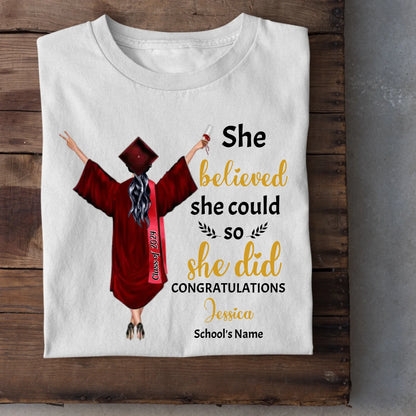 Personalized T-shirt Graduation Girl - She Did It