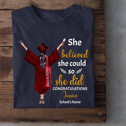 Personalized T-shirt Graduation Girl - She Did It