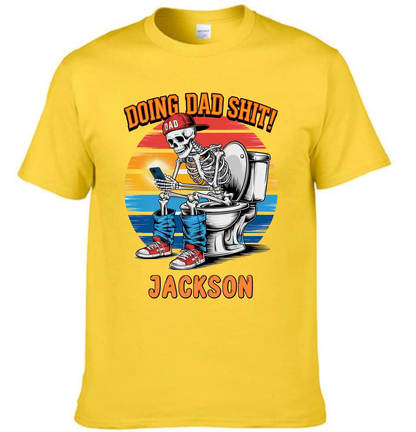 Doing Dad Shit | Funny Skeleton Toilet Sublimation Design - Personalized Father Clothes