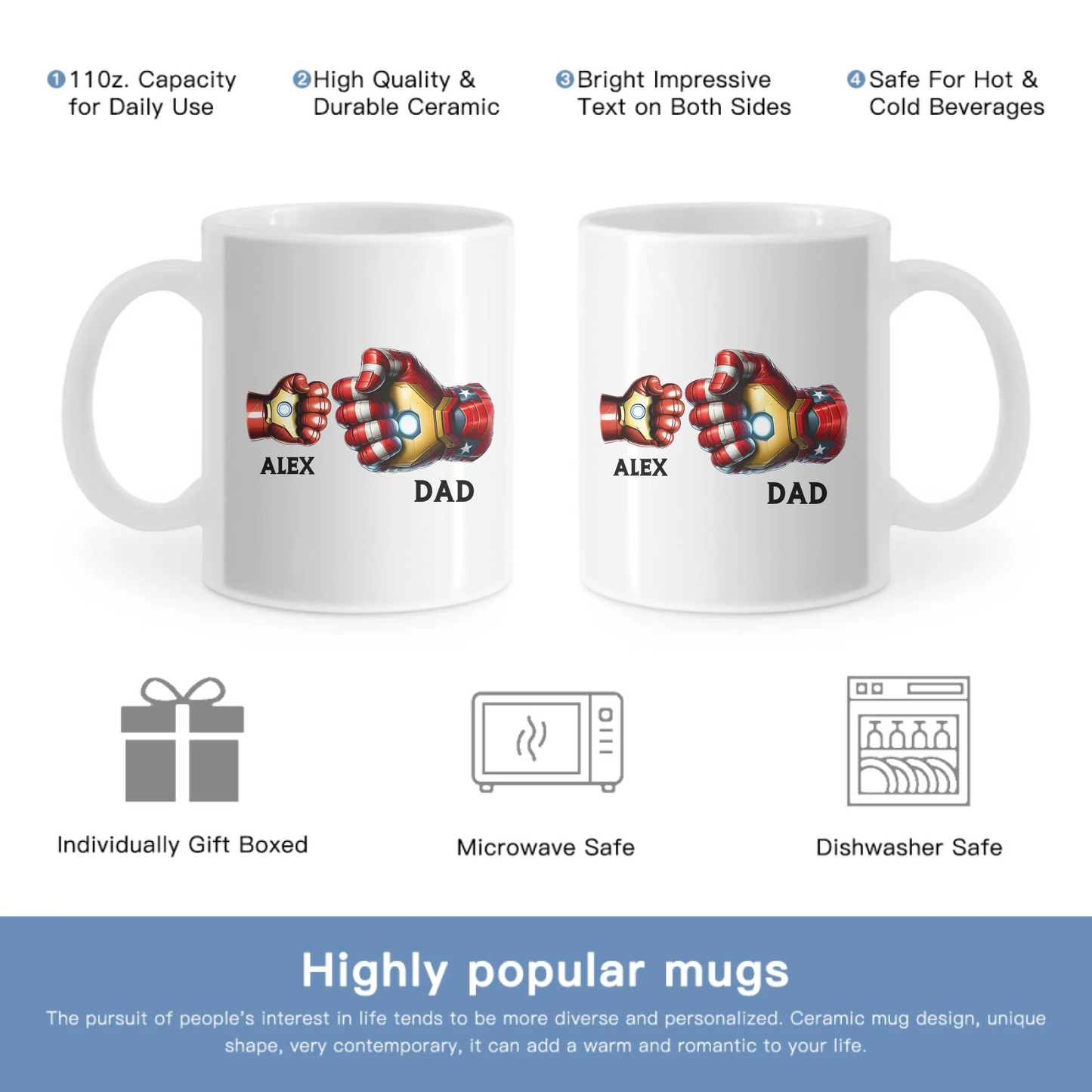 Superhero Dad Fist - Personalized Mug