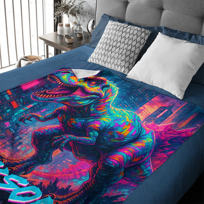Cyberpunk Dinosaur - Personalized Blanket