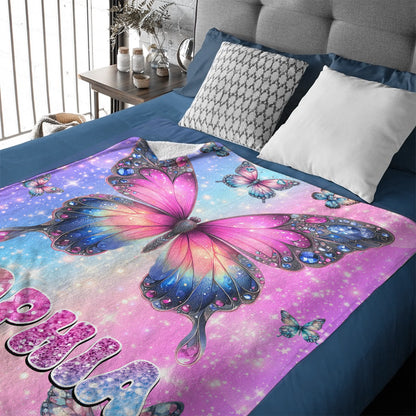 Cherished Butterfly Customized Blanket - Personalized Name - Gift For Girl