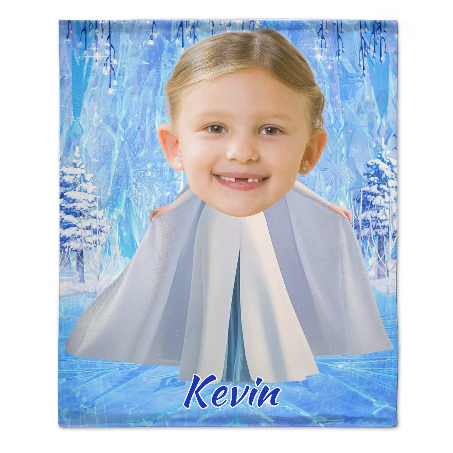 Custom Elsa Princess Blanket - Ice Themed Blanket with Personalized Name - Gifts for Girl,Children,Daughter