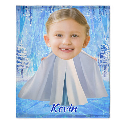 Custom Elsa Princess Blanket - Ice Themed Blanket with Personalized Name - Gifts for Girl,Children,Daughter