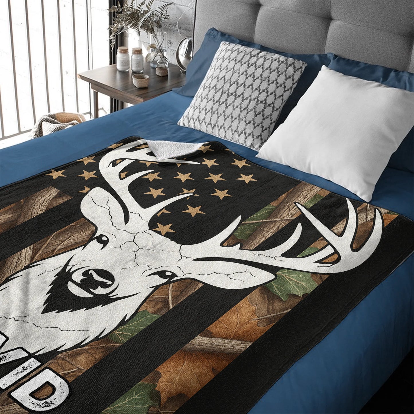 Deer Mix Flag Blanket - Personalized Name - Gift For Deer Lovers