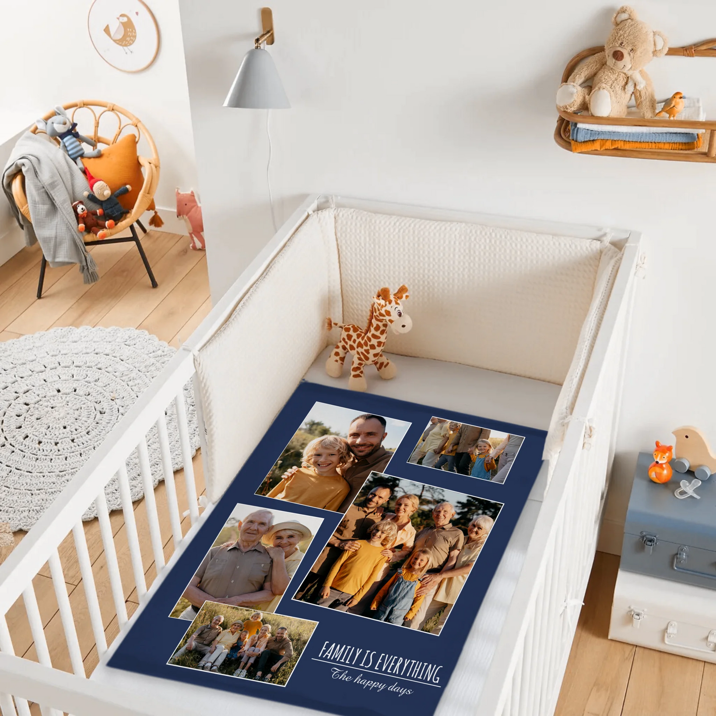 Custom Family Photo Blanket - Personalized Family Picture Throw - Gift for Parents & Grandparents