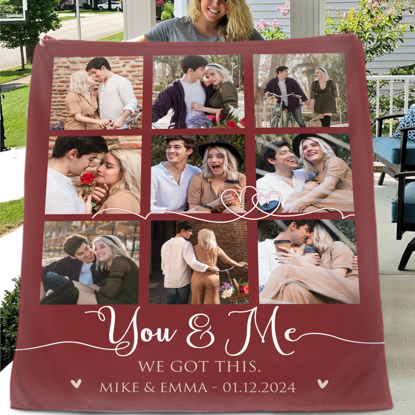 Custom Couple Photo Blanket – Personalized Love Memory Throw – Gift for Couples