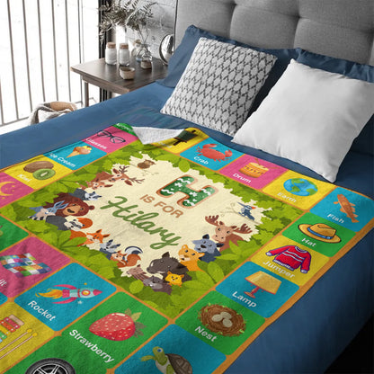 Custom ABC Learning Blanket – Personalized Alphabet Name Throw – Educational Gift for Children
