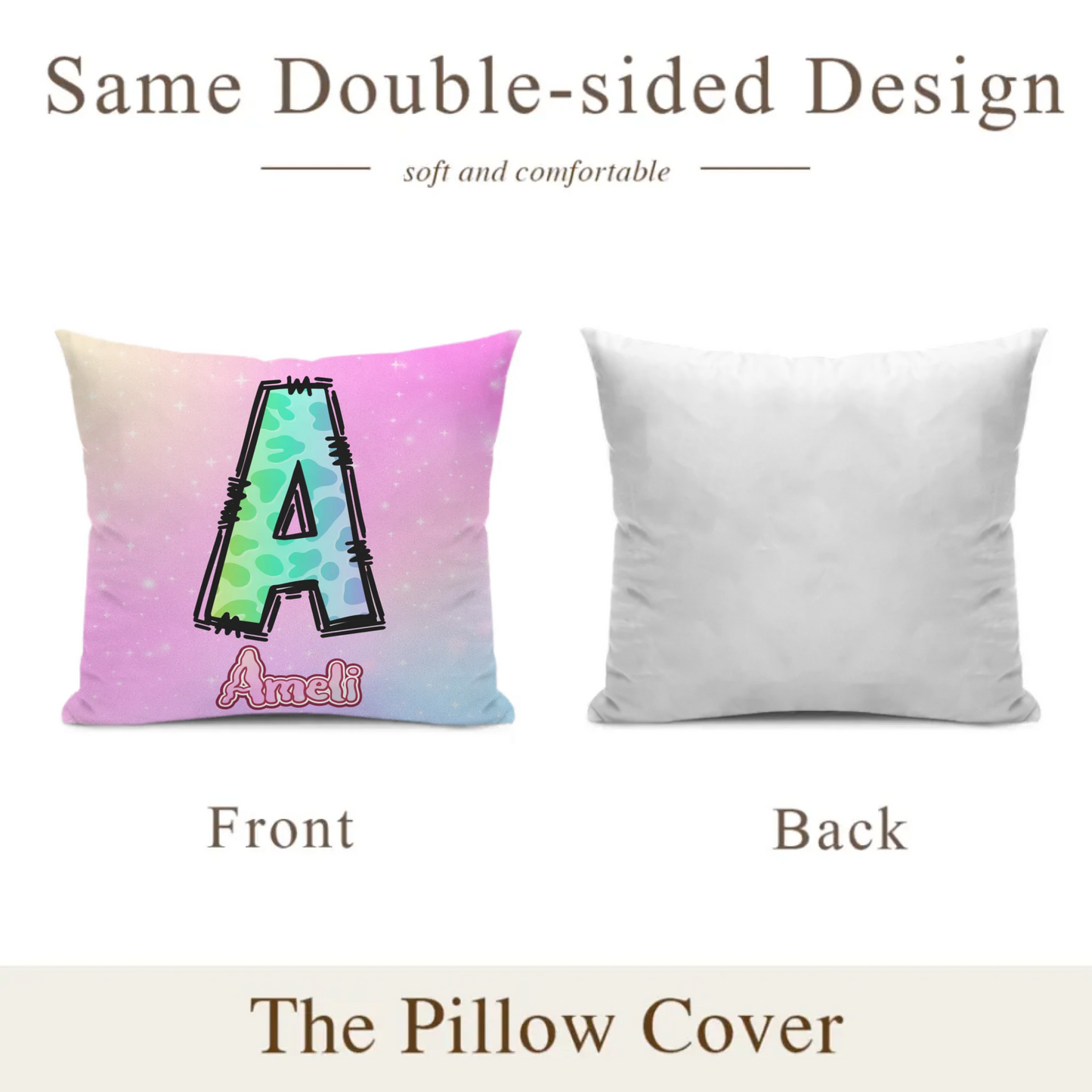 Custom Leopard Initial Throw Pillow - Personalized Letter Cushion with Name - Gift for Girls & Boys