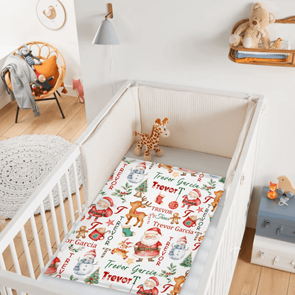 Name Custom Personalized Santa Claus Reindeer Snowman Christmas Blanket Home Decor Christmas Gifts For Kids Family Friends