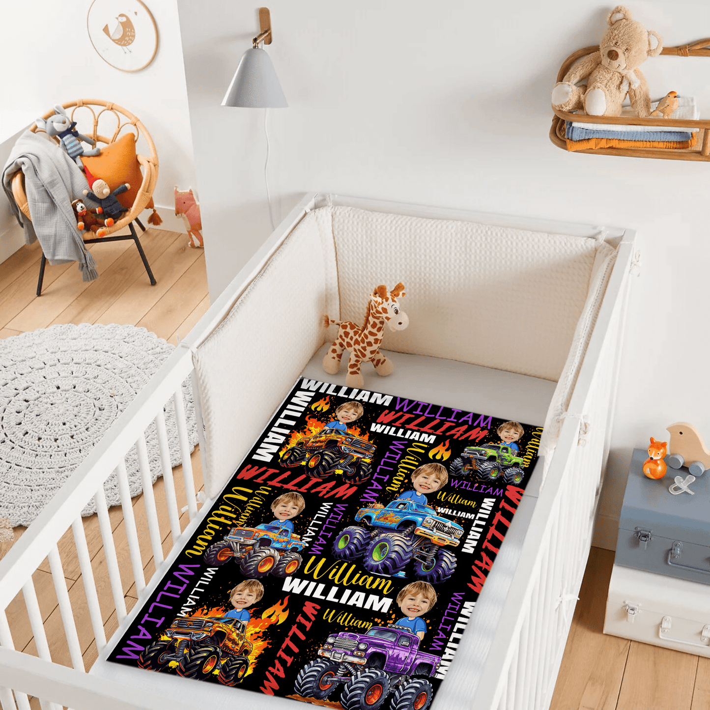 Personalized Custom Blankets for Boys Driving Trucks - Custom Name Blankets - Gifts for Kids