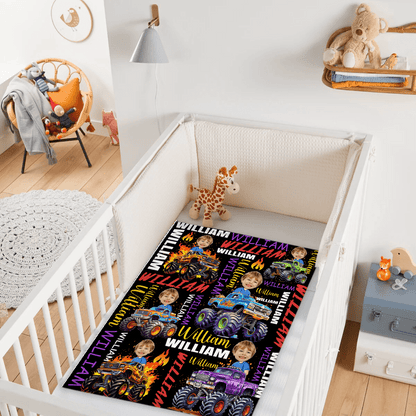 Personalized Custom Blankets for Boys Driving Trucks - Custom Name Blankets - Gifts for Kids