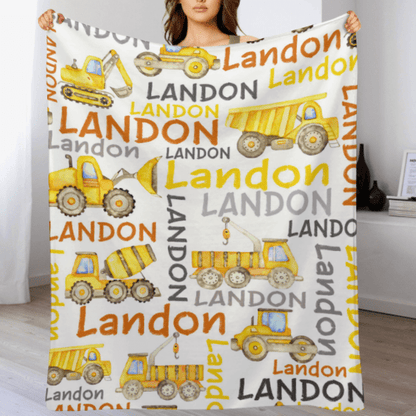 Custom Engine Blanket Gift - Personalized Name Truck Blanket - A Gift For Child,Newborns