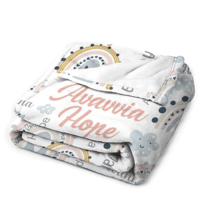 Personalized Rainbow Baby Blanket